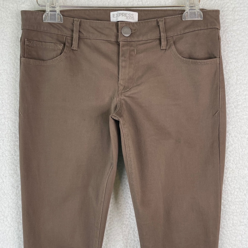 Express Jeans Womens Size 6 Skinny Leg Taupe Brown Mid Rise Denim Pants